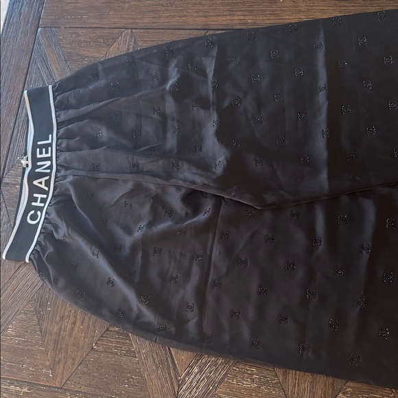 Designer Inspired Black Crystal Embellished Wide Leg Pants...